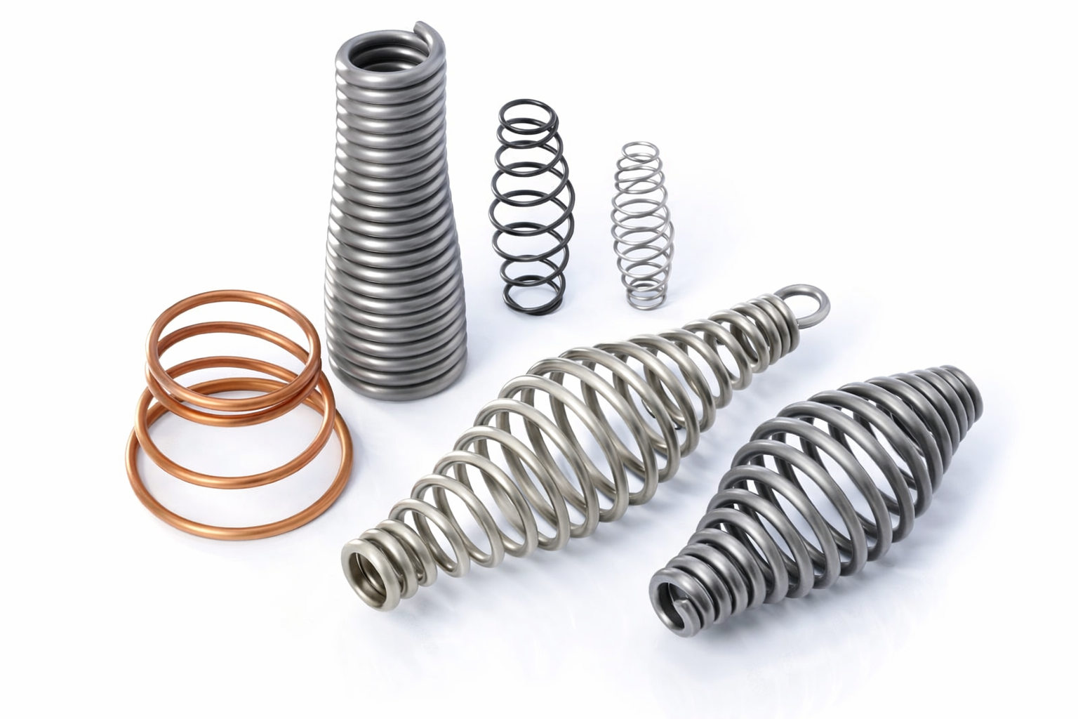 Custom barrel springs with anti-buckling convex design manufactured by Minuteman Spring, Massachusetts