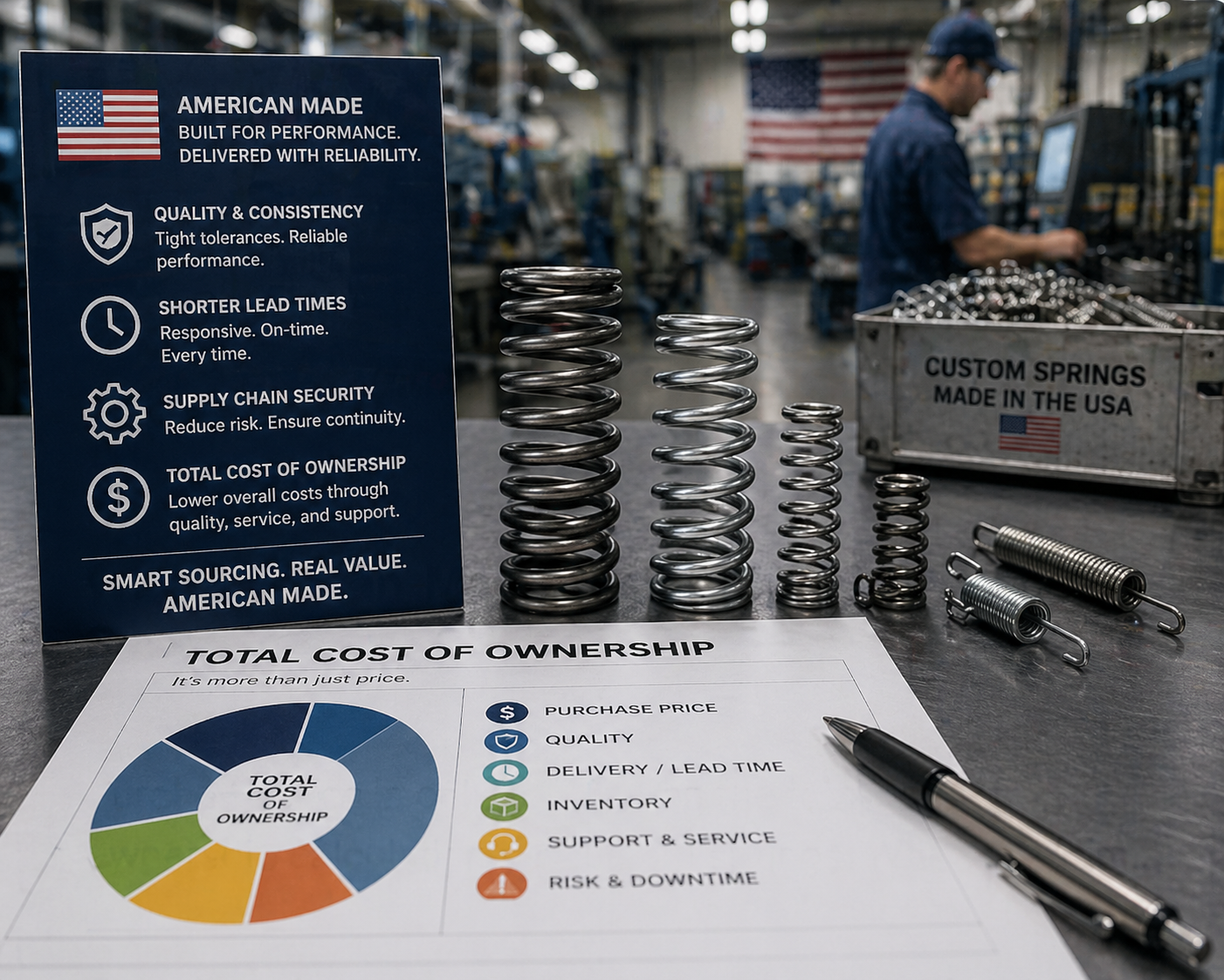 American-made custom springs with total cost of ownership analysis in a US manufacturing facility